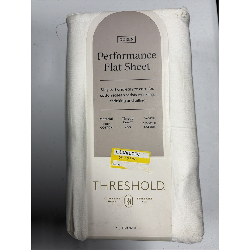 Threshold 400 Thread Count Performance Flat Sheet White Queen*